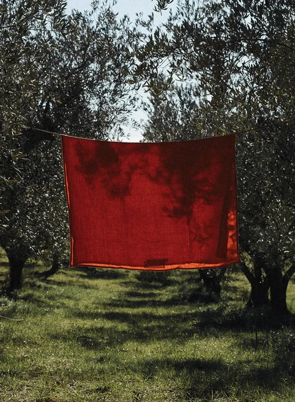 SUSAN BIJL Bath Sheet In Burnt Orange White, Light< Textiel