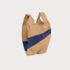 SUSAN BIJL Camel & Navy SMALL< The New Shopping Bag