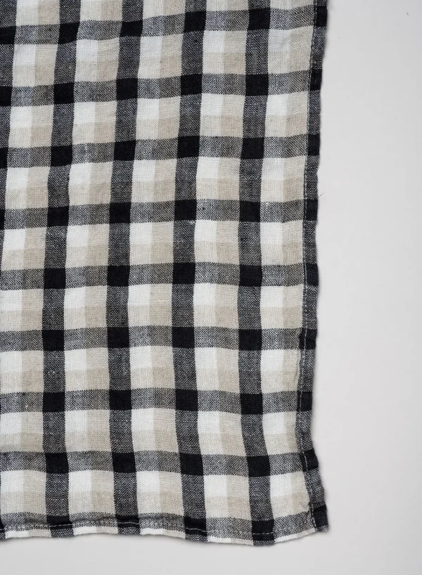 SUSAN BIJL Dish Towel Washed Linen In School Checks< Keuken & Tafelaankleding | Textiel