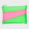 SUSAN BIJL Greenscreen & Fluo Pink LARGE< The New Pouch