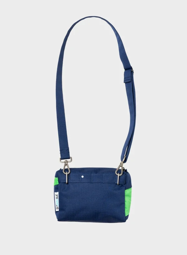 SUSAN BIJL Navy & Greenscreen SMALL< The New Bum Bag