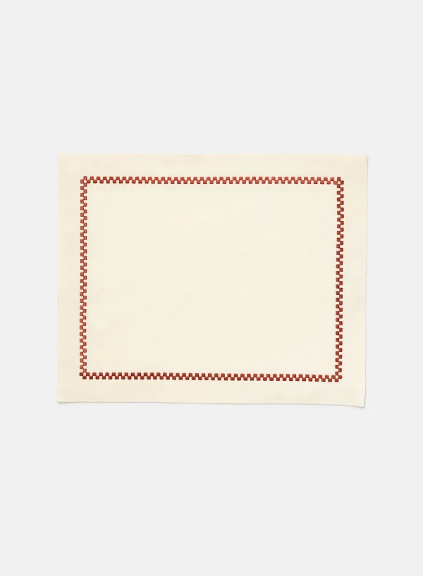 SUSAN BIJL Ricamo Placemat In White/Bordeaux< Keuken & Tafelaankleding | Textiel